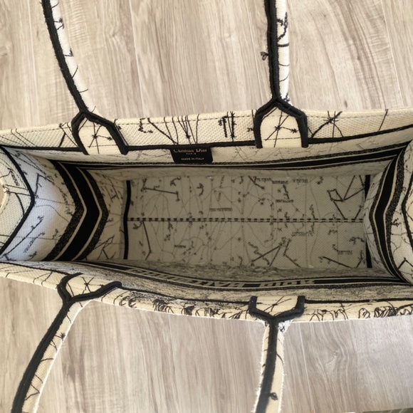 CHRISTIAN DIOR Tote Bag Book Canvas Black White - Picture 3 of 5